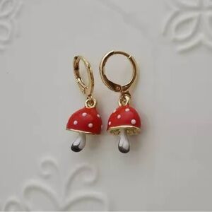 RedMushroom Hoop dangle  Earring
